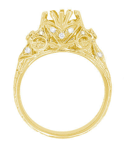 Yellow Gold Antique to 3/4 Ct Filigree Edwardian Engagement Ring