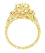 Antique Style 3/4 Carat Filigree Edwardian Engagement Ring Mounting in Yellow Gold - 14K or 18K
