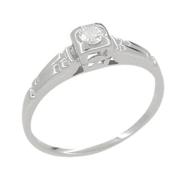 Retro Moderne Diamond Antique Engagement Ring in 18 Karat White Gold - alternate view