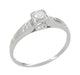 Retro Moderne Diamond Antique Engagement Ring in 18 Karat White Gold