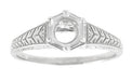 Art Deco Wheat and Filigree Scrolls Engagement Ring Mounting for a 3/4 Carat Round Diamond in 18 Karat White Gold