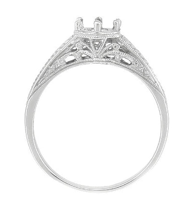 Art Deco Wheat and Filigree Scrolls Engagement Ring Mounting for a 3/4 Carat Round Diamond in 18 Karat White Gold - alternate view