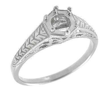Platinum Art Deco Scrolls & Wheat Filigree Vintage Inspired Engagement Ring Setting for a 3/4 Carat Round Diamond