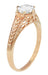 Rose Gold Art Deco Scrolls and Wheat White Sapphire Solitaire Filigree Engraved Engagement Ring