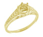 Yellow Gold Art Deco Scrolls and Wheat Filigree Engagement Ring Setting for a 3/4 Carat Round Diamond - 18K