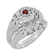 1920's Art Deco Low Dome Platinum Filigree Ruby Ring