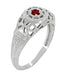 1920's Art Deco Low Dome Platinum Filigree Ruby Ring