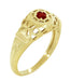 Low Dome Filigree Art Deco Ruby Ring in 14 Karat Yellow Gold