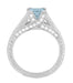 Art Deco X & O Kisses 1 Carat Princess Cut Aquamarine Engagement Ring in Platinum