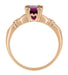 14 Karat Rose Gold Art Deco Hearts & Clovers Solitaire Rhodolite Garnet Engagement Ring