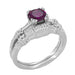 Clovers and Hearts Art Deco Solitaire Rhodolite Garnet Engagement Ring in 14 Karat White Gold