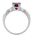 Clovers and Hearts Art Deco Solitaire Rhodolite Garnet Engagement Ring in 14 Karat White Gold