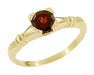 Hearts & Clovers Art Deco Yellow Gold Vintage Almandine Red Garnet Solitaire Engagement Ring - R707Y