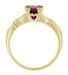 1920's Art Deco Solitaire "Hearts and Clovers" Yellow Gold Rhodolite Garnet Engagement Ring