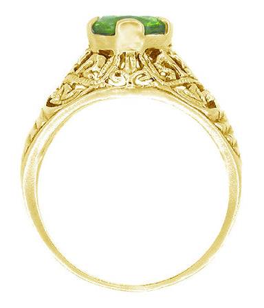 Peridot Filigree Edwardian Engagement Ring in 14 Karat Yellow Gold - alternate view