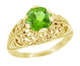 Peridot Filigree Edwardian Engagement Ring in 14 Karat Yellow Gold