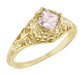 Edwardian Floral Filigree Yellow Gold Vintage Square Princess Cut Morganite Engagement Ring - R713YM