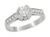 Art Deco 1/3 Carat Diamond Castle Engagement Ring in Platinum