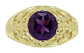 Edwardian 1.25 Carat Amethyst Filigree Ring in 14 Karat Yellow Gold