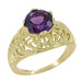 Edwardian 1.25 Carat Amethyst Filigree Ring in 14 Karat Yellow Gold