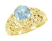 Edwardian Aquamarine Filigree Ring in 14 Karat Yellow Gold