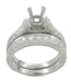 Art Deco Carved Scrolls 1/2 Carat Princess Cut Diamond Bridal Ring Set in 14 or 18 Karat White Gold