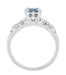 1950's Vintage Inspired Cornflower Blue Sapphire Engagement Ring in 14 Karat White Gold with Diamonds