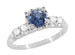 1950's Vintage Inspired Cornflower Blue Sapphire Engagement Ring in 14 Karat White Gold with Diamonds