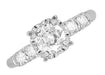 Mid Century Vintage Style Diamond Engagement Ring in 14 Karat White Gold
