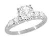 Mid Century Vintage Style Diamond Engagement Ring in 14 Karat White Gold