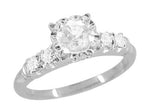 Mid Century Vintage Style Diamond Engagement Ring in 14 Karat White Gold