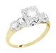 Square Top 1950's Vintage Diamond Engagement Ring in 14K Two-Tone White and Yellow Gold