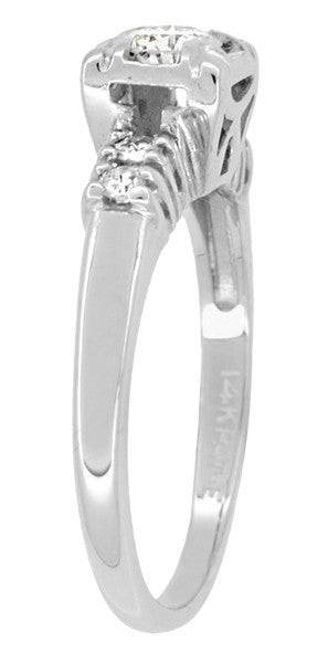Noelle 1950's Mid Century Modern Fishtail Box Illusion Vintage Diamond Engagement Ring in 14K White Gold - Item: R735 - Image: 4