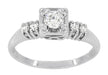 Noelle 1950's Mid Century Modern Fishtail Box Illusion Vintage Diamond Engagement Ring in 14K White Gold