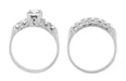 Mid Century Vintage Diamond Engagement Ring and Wedding Ring Set in 14 Karat White Gold