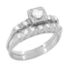 Mid Century Vintage Diamond Engagement Ring and Wedding Ring Set in 14 Karat White Gold