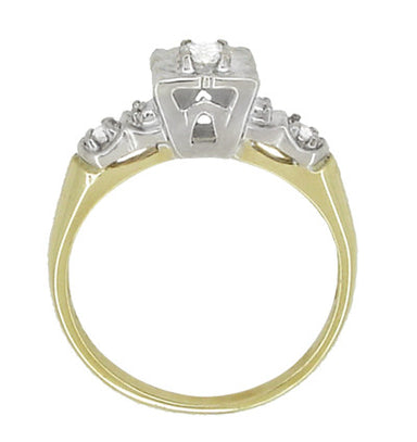 Vintage Art Deco Clover Diamond Engagement Ring in 14 Karat Yellow and White Gold - alternate view