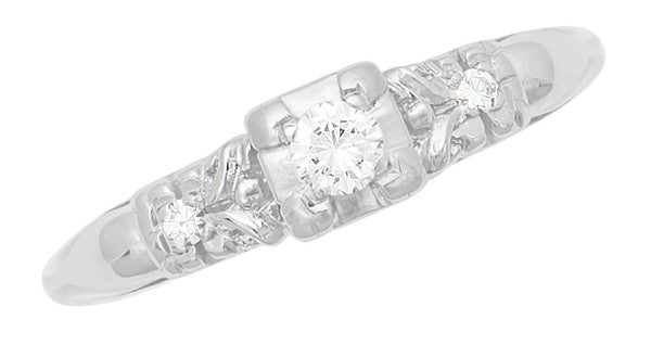 Davis Art Deco Filigree Illusion Vintage Diamond Engagement Ring in 14 Karat White Gold - Item: R740 - Image: 4