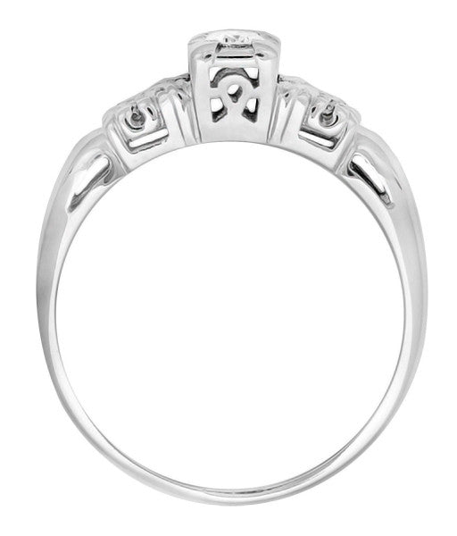 Davis Art Deco Filigree Illusion Vintage Diamond Engagement Ring in 14 Karat White Gold - Item: R740 - Image: 5