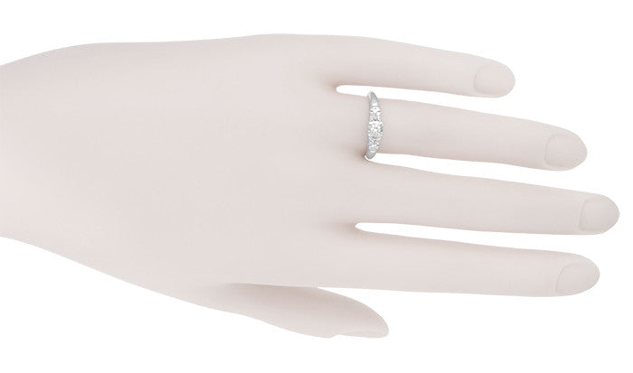 Davis Art Deco Filigree Illusion Vintage Diamond Engagement Ring in 14 Karat White Gold - Item: R740 - Image: 6