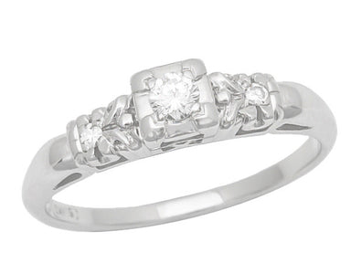 Vintage Mid Century Ring Setting Style - Mid Century Vintage Style 1/3 Carat Engagement Ring Mounting in 14 Karat White Gold