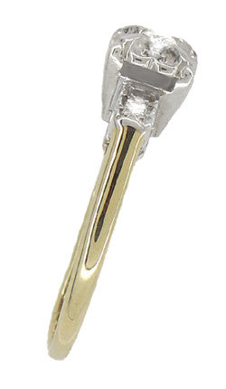 Art Deco Vintage Diamond Engagement Ring in 14 Karat White and Yellow Gold - Item: R743 - Image: 3