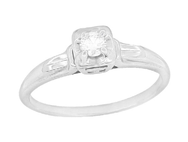 1930s Sallan Filigree Vintage Diamond Engagement Ring 18K White Gold - R749