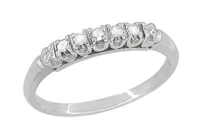 Antique Retro Moderne Diamond Row Filigree Wedding Ring in 14 Karat White Gold
