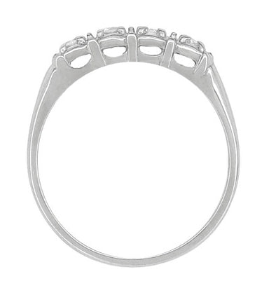 Antique Retro Moderne Four Diamond Filigree Wedding Ring | 14 Karat White Gold - alternate view