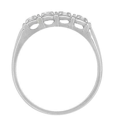 Antique Retro Moderne Four Diamond Filigree Wedding Ring | 14 Karat White Gold - Item: R752 - Image: 2