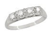 Antique Retro Moderne Four Diamond Filigree Wedding Ring | 14 Karat White Gold