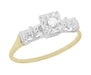 Petite Vintage 1940's Diamond Solitaire Engagement Ring in 14K Yellow and White Gold | Art Deco