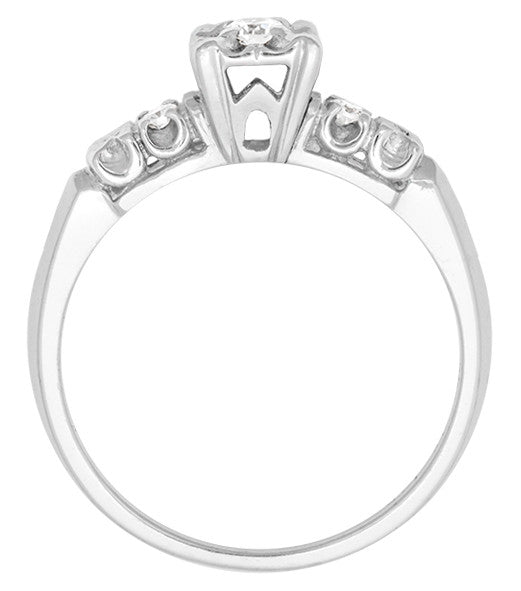 Jessa 1950's Retro Moderne Estate Diamond Engagement Ring in 14 Karat White Gold - Item: R754 - Image: 5