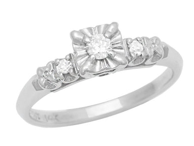 Jessa 1950's Retro Moderne Estate Diamond Engagement Ring in 14 Karat White Gold - alternate view